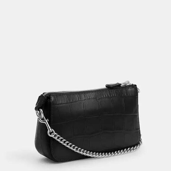 NWT Coach Nolita 19 CN382 Crocodile-embossed leather Silver/Black - Picture 7 of 8